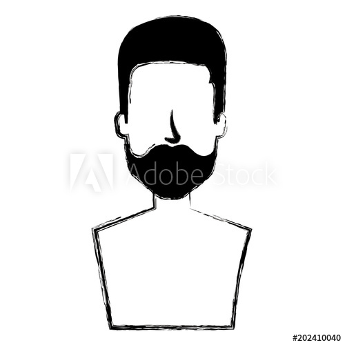 500x500 Young Man With Beard Shirtless Avatar Character Vector
