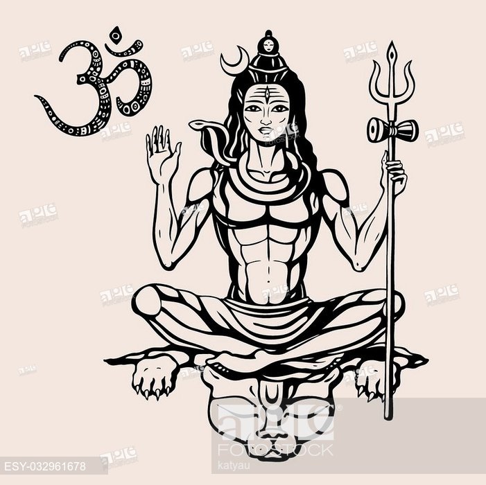 701x700 Lord Shiva Hindu God Pose Meditation Vector Illustration, Stock