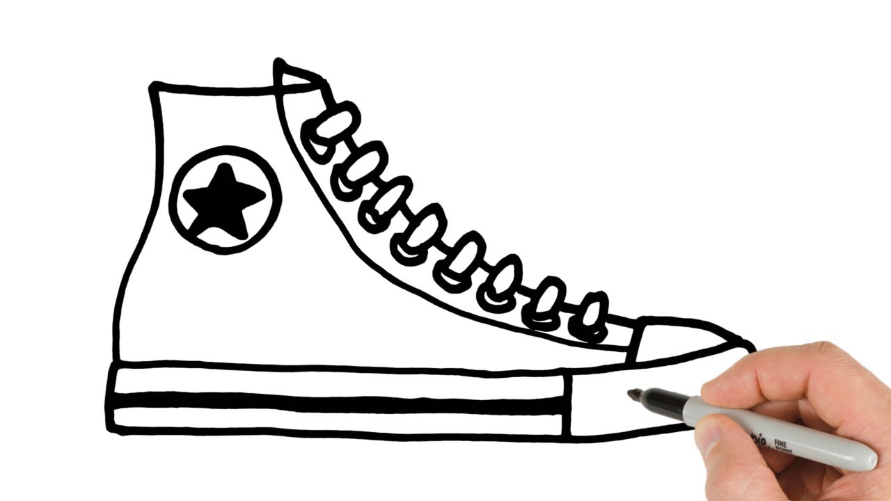 1280x720 How To Draw Converse Shoes Sneakers Easy Drawing