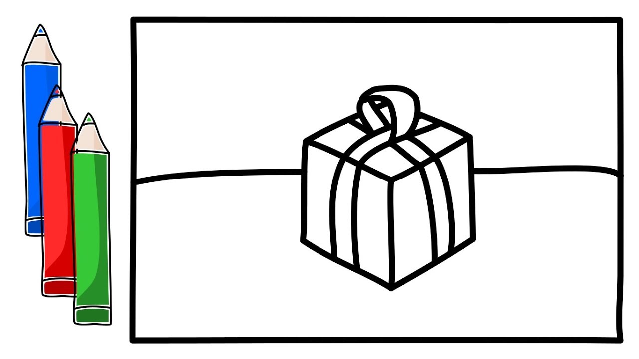 1280x720 How To Drawing And Coloring A Gift Box A House Shoe Treasure