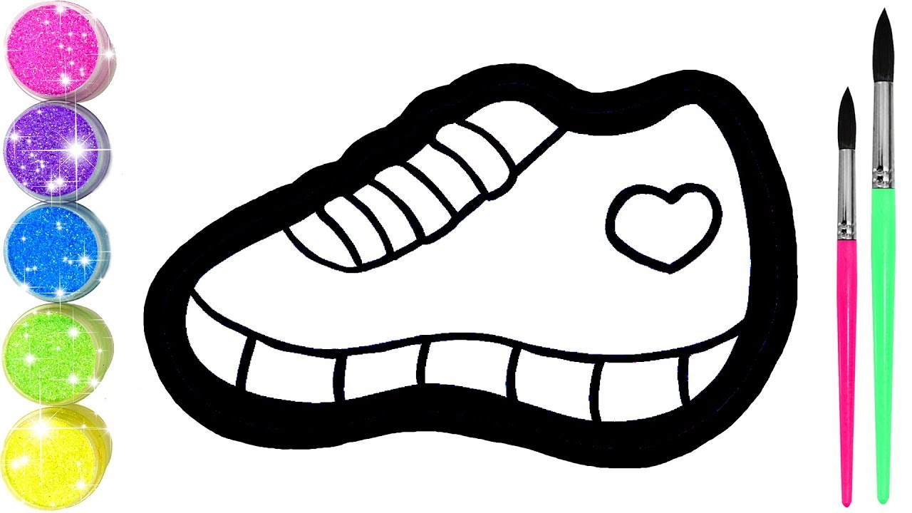 1280x720 Glitter Sneackers Shoe Coloring And Drawing For Kids Toddlers Kis