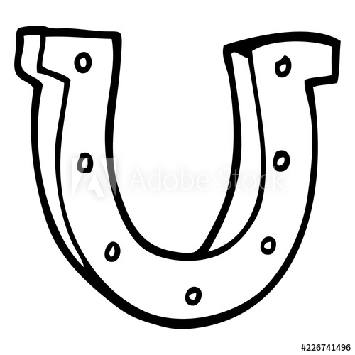 500x500 Line Drawing Cartoon Gold Horse Shoe