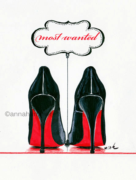444x589 Christian Louboutin Art, Louboutin Print, Fashion Illustration