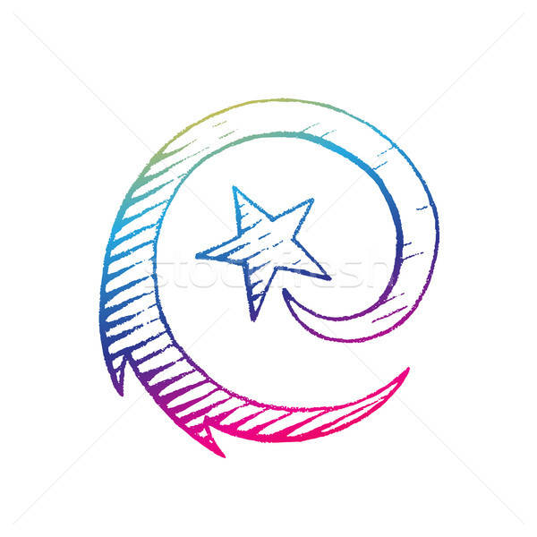 600x600 Scratchboard Style Ink Drawing Of A Shooting Star Vector Illustr