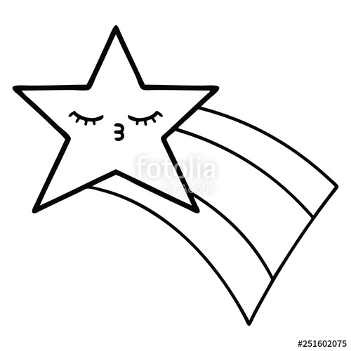 500x500 Line Drawing Cartoon Shooting Rainbow Star Stock Image