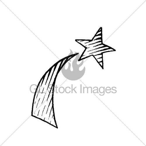 500x500 Vectorized Ink Sketch Of A Shooting Star Gl Stock Images