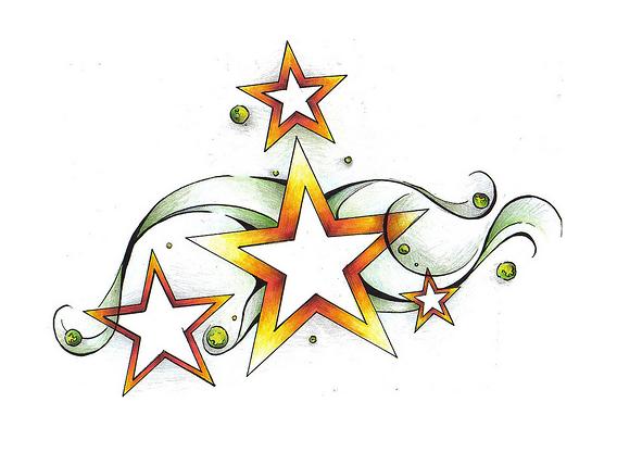 568x428 Cheerful Shooting Star Shaped Tattoo Design Sketch