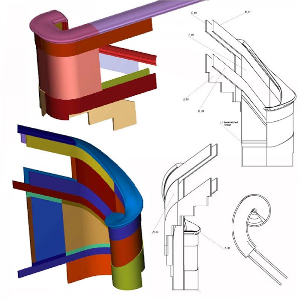 600x600 marble staircase volute shop drawings
