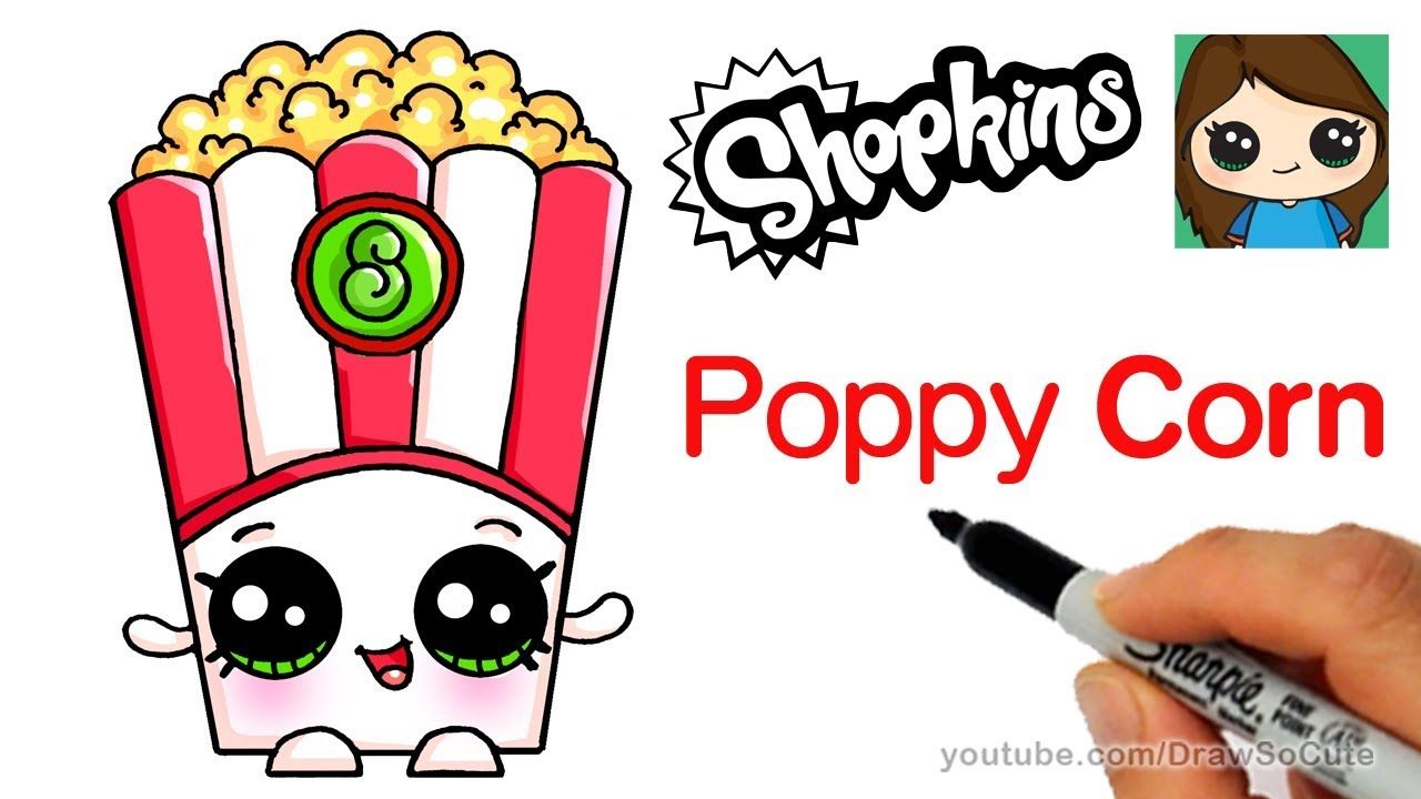1280x720 how to draw poppy corn easy shopkins art completed shopkins
