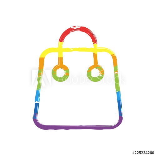 500x500 Shopping Bag Icon Linear, Thin Outline Drawing Sign With Lgbt