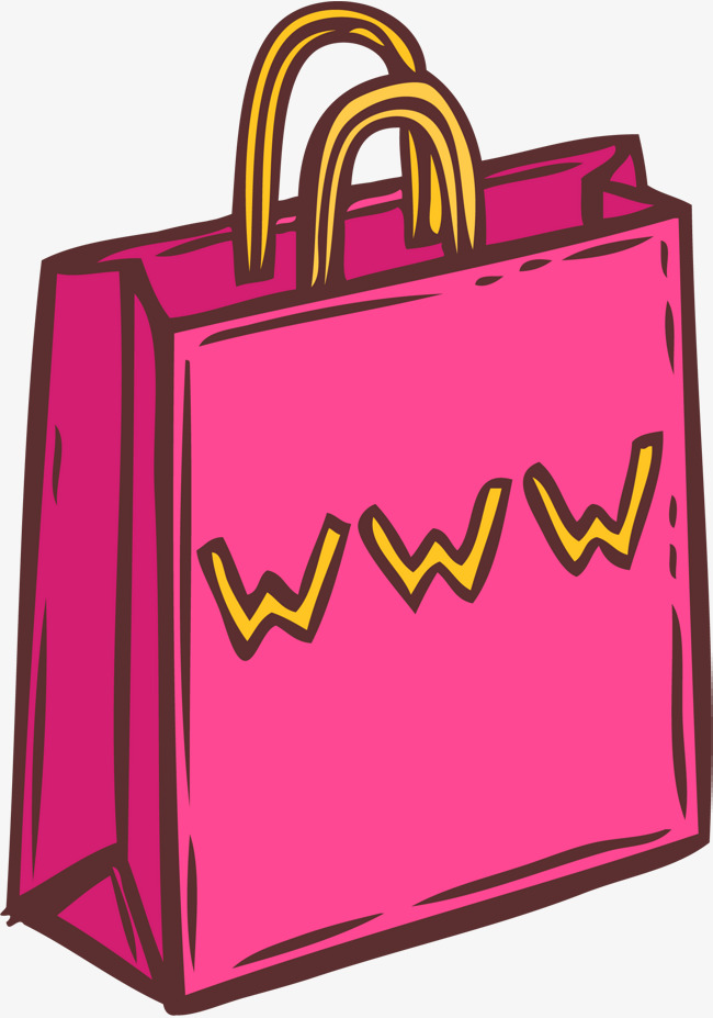 650x927 Supermarket Red Shopping Bag, Cartoon Hand Drawing, Gules