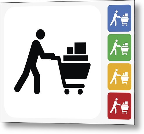 493x458 Shopping Cart Icon Flat Graphic Design Metal Print