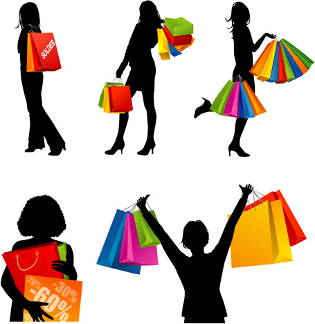 455x468 Hand Drawing Shopping Girls Vector Set Free Vector In Encapsulated