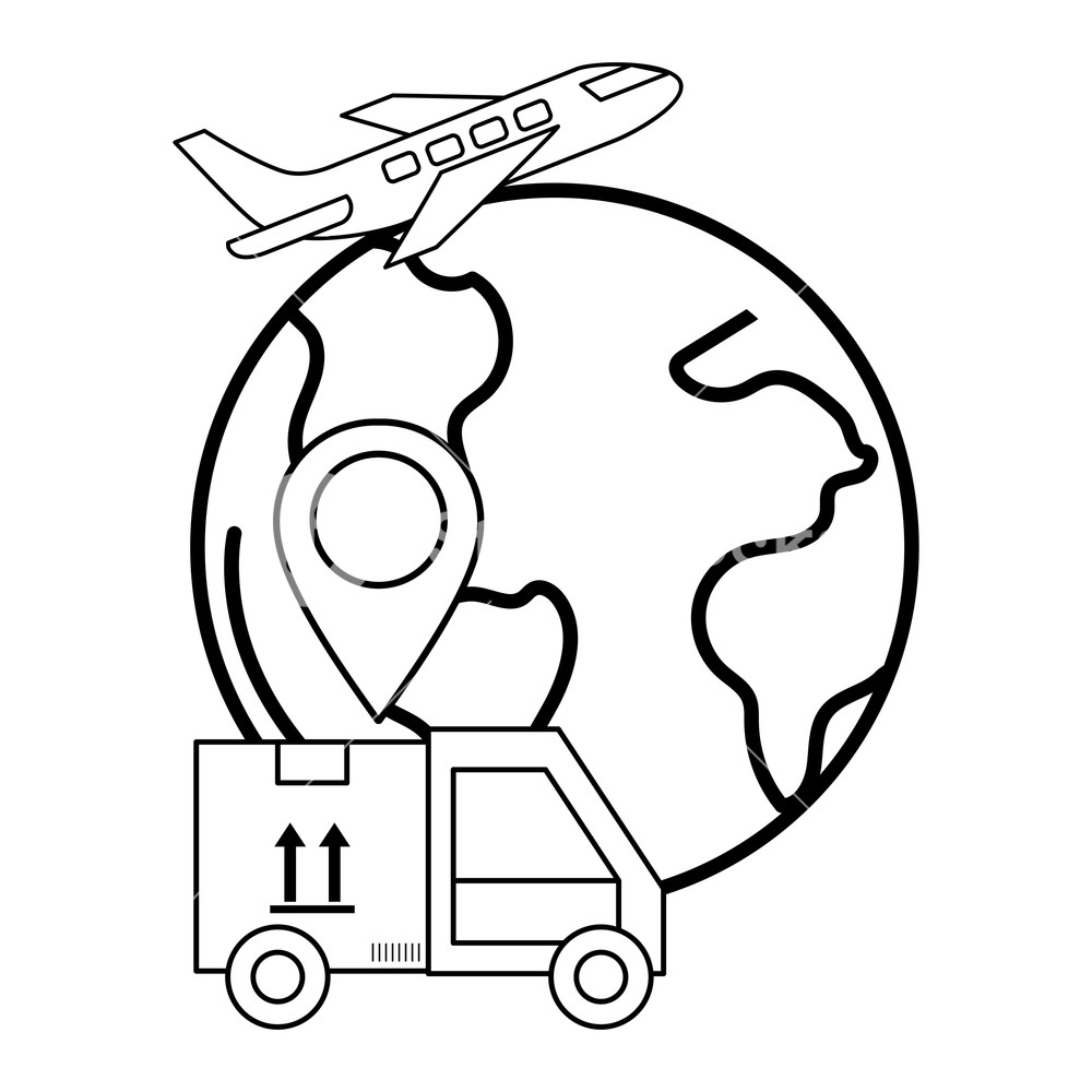 1000x1000 ecommerce online shopping and delivery paper box in front world