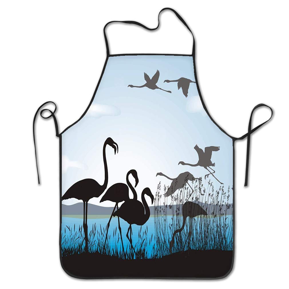1010x1010 Funny Personality Apron Flamingo Lake Shore Drawing Chef Kitchen