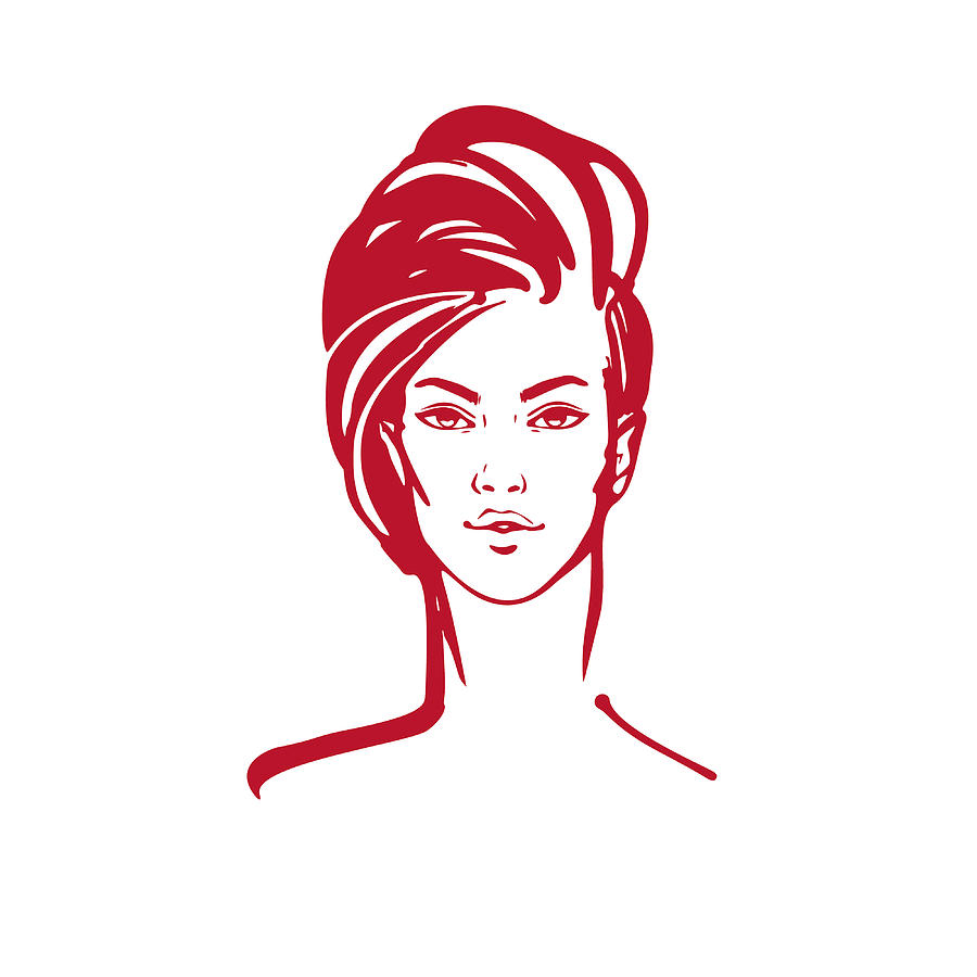 900x900 Illustration Of Women Short Hair Style Icon, Symbol Women Face