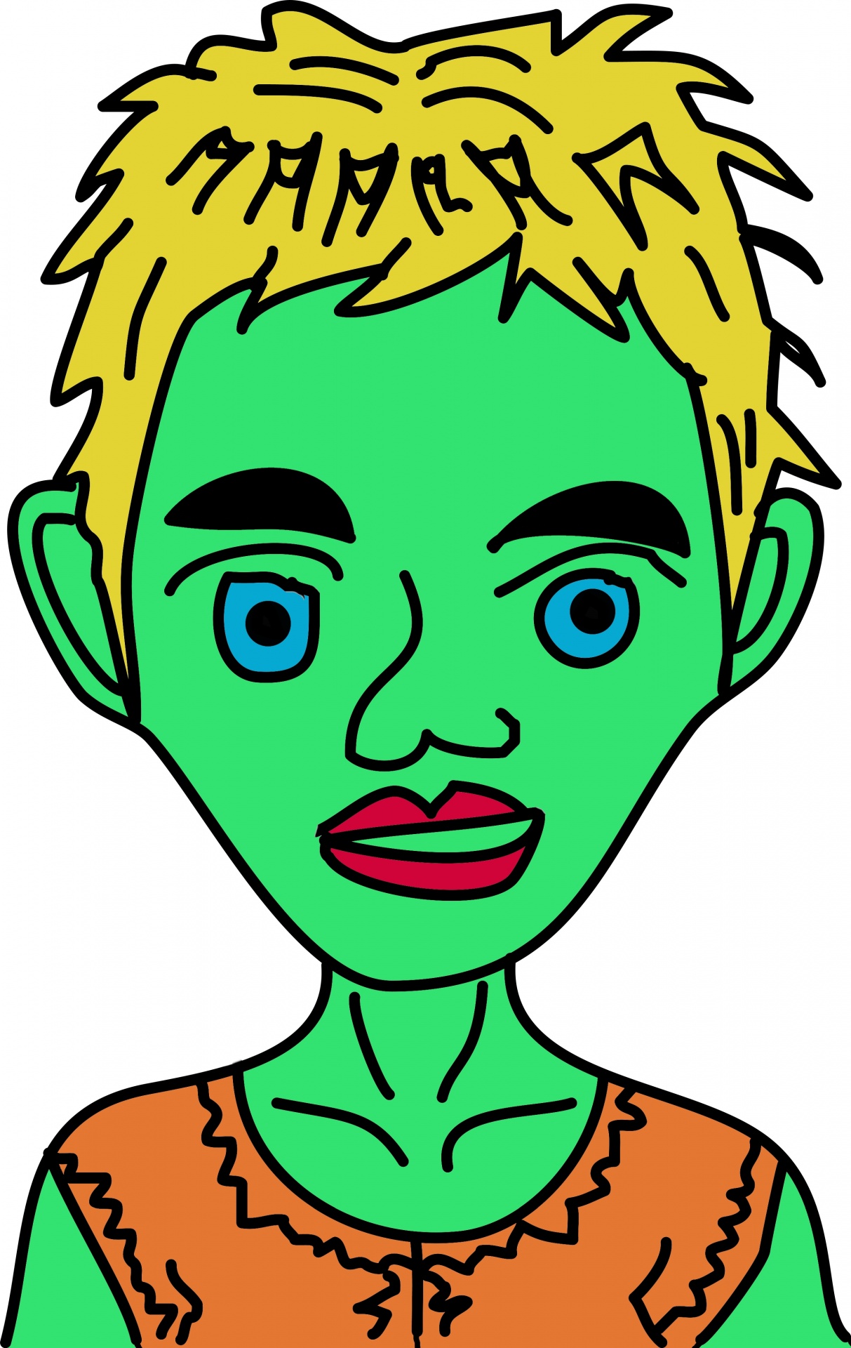 1213x1920 Cartoon, Green, Girl, Drawing, Doodle