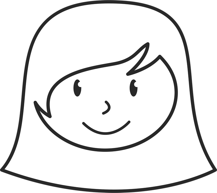 700x621 Girl Face With Short Hair Rubber Stamp Stick Figure Stamps