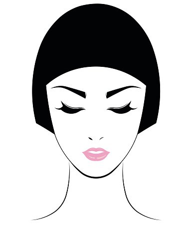 381x451 Short Hair Style Icon, Women Face Stock Vectors