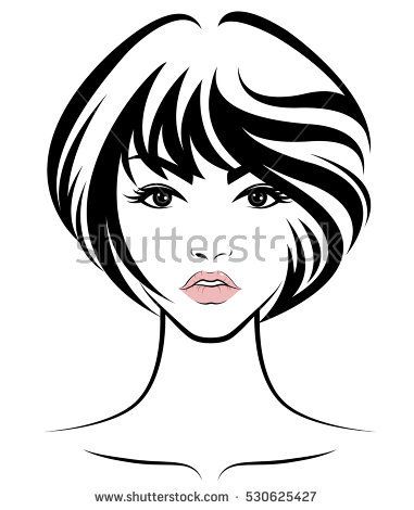 381x470 Illustration Of Women Short Hair Style Icon, Logo Women Face