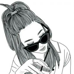 250x250 Black And White Girl Adidas Art Sketch Drawing Of A With Long Wavy