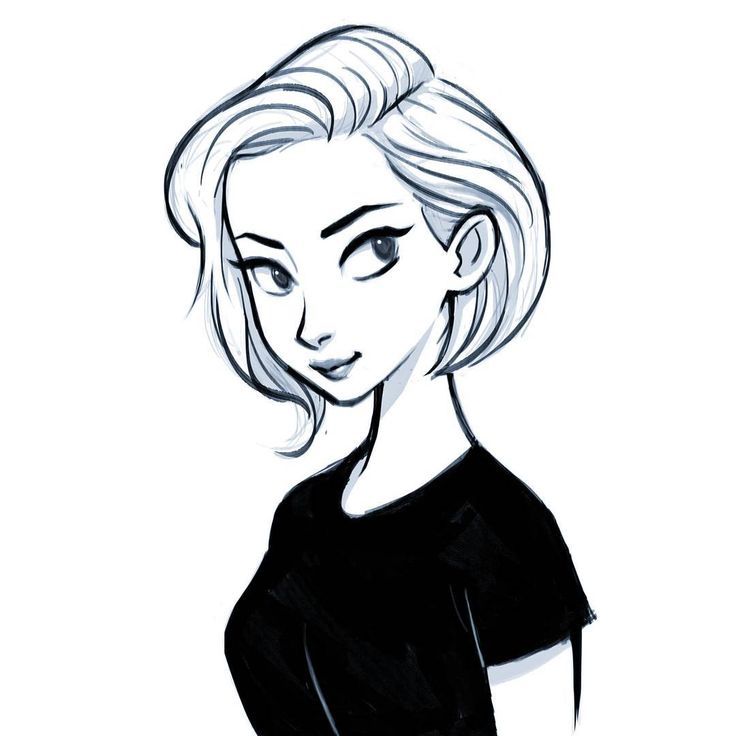 Short Hair Girl Drawing Free download on ClipArtMag