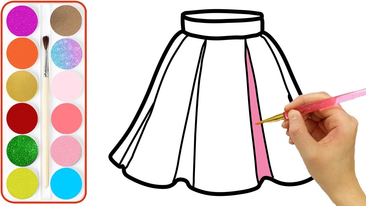 1280x720 Gillter Cute Short Skirt Drawing Coloring For Kids