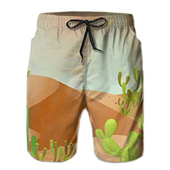 342x342 Hyuks Cactus In The Desert Drawing Mens Slim Fit Quick Dry Short