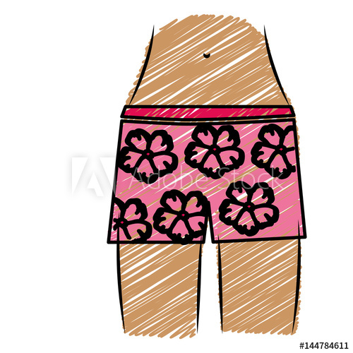 500x500 Color Pencil Drawing Of Woman With Pink Hawaiian Shorts Pants