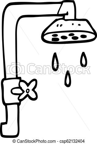 317x470 Black And White Cartoon Shower Head