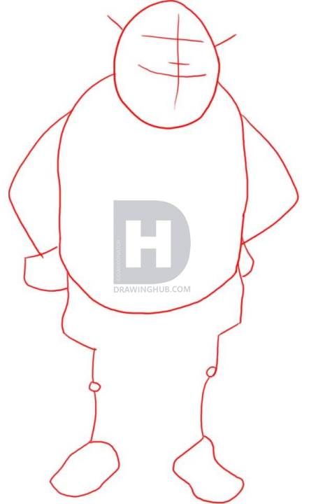 442x720 How To Draw Shrek, Step