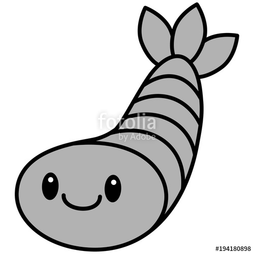 500x500 Kawaii Shrimp Illustration