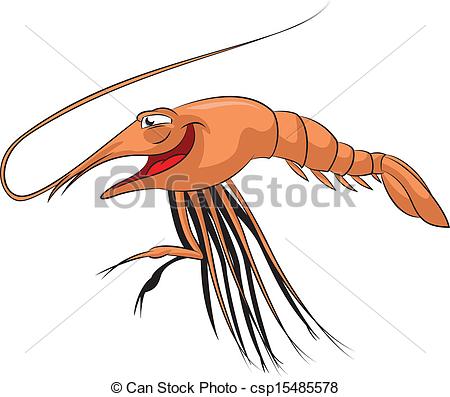450x397 Vector Image Of Happy Smiling Cartoon Shrimp Vectors Illustration