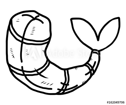 500x417 Shrimp Cartoon Vector And Illustration, Black And White, Hand