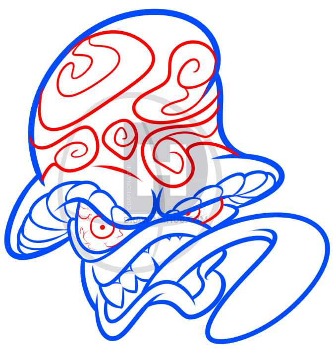 678x720 psychedelic shroom drawing, step