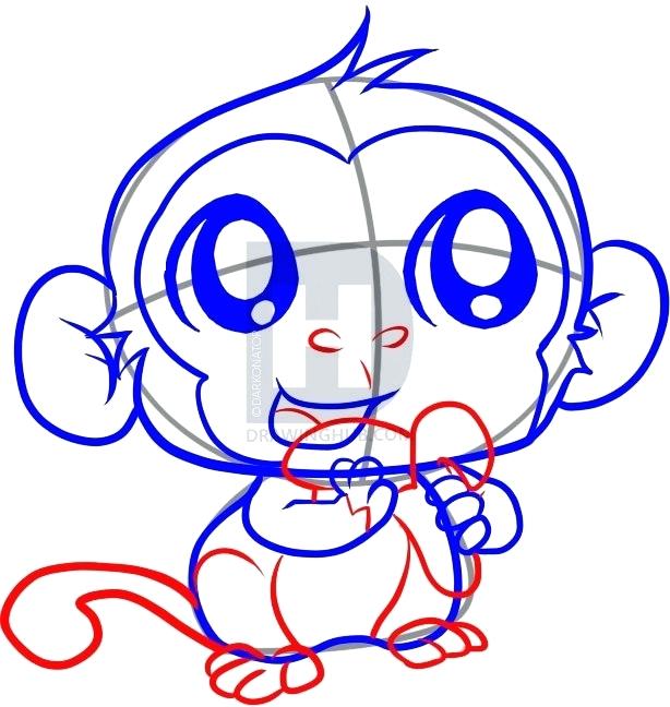 614x648 Easy Monkey To Draw How To Draw Cute Cartoon Animals Easy Monkey