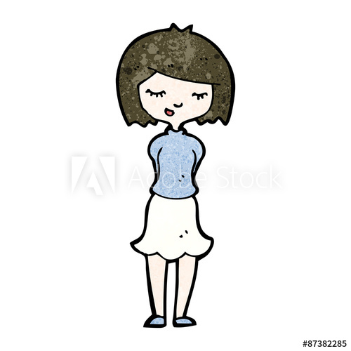 500x500 Cartoon Shy Woman