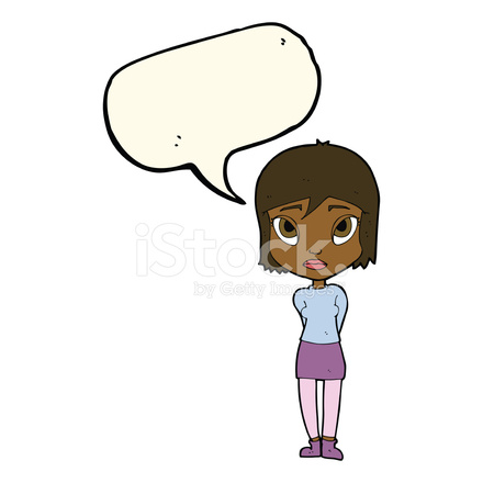 440x440 Cartoon Shy Girl With Speech Bubble Stock Vector