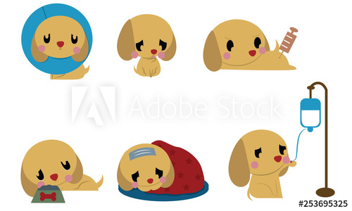 500x300 Cute Flat Dog Sick Concept
