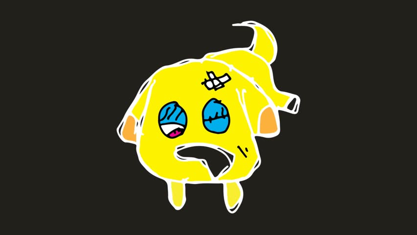 852x480 Kids Drawing Black Screen With Theme Of Sick Dog