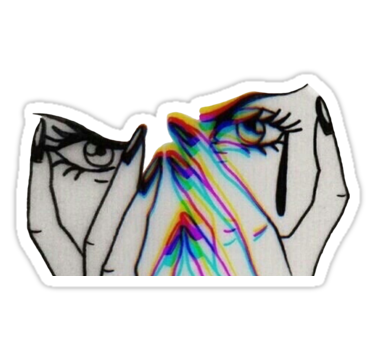375x360 Trippy Crying Girl ' Sticker