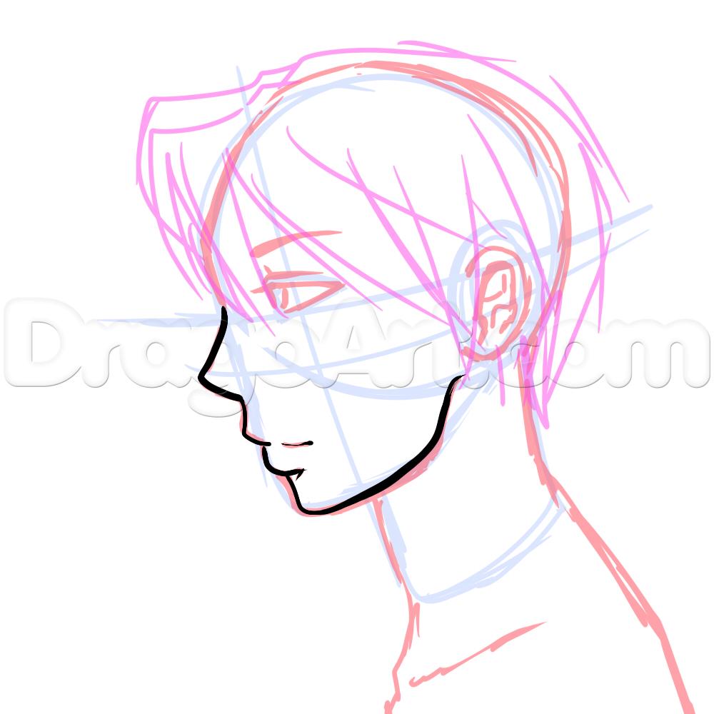 1000x1000 Step Side View Male Anime Face Drawing Tutorial