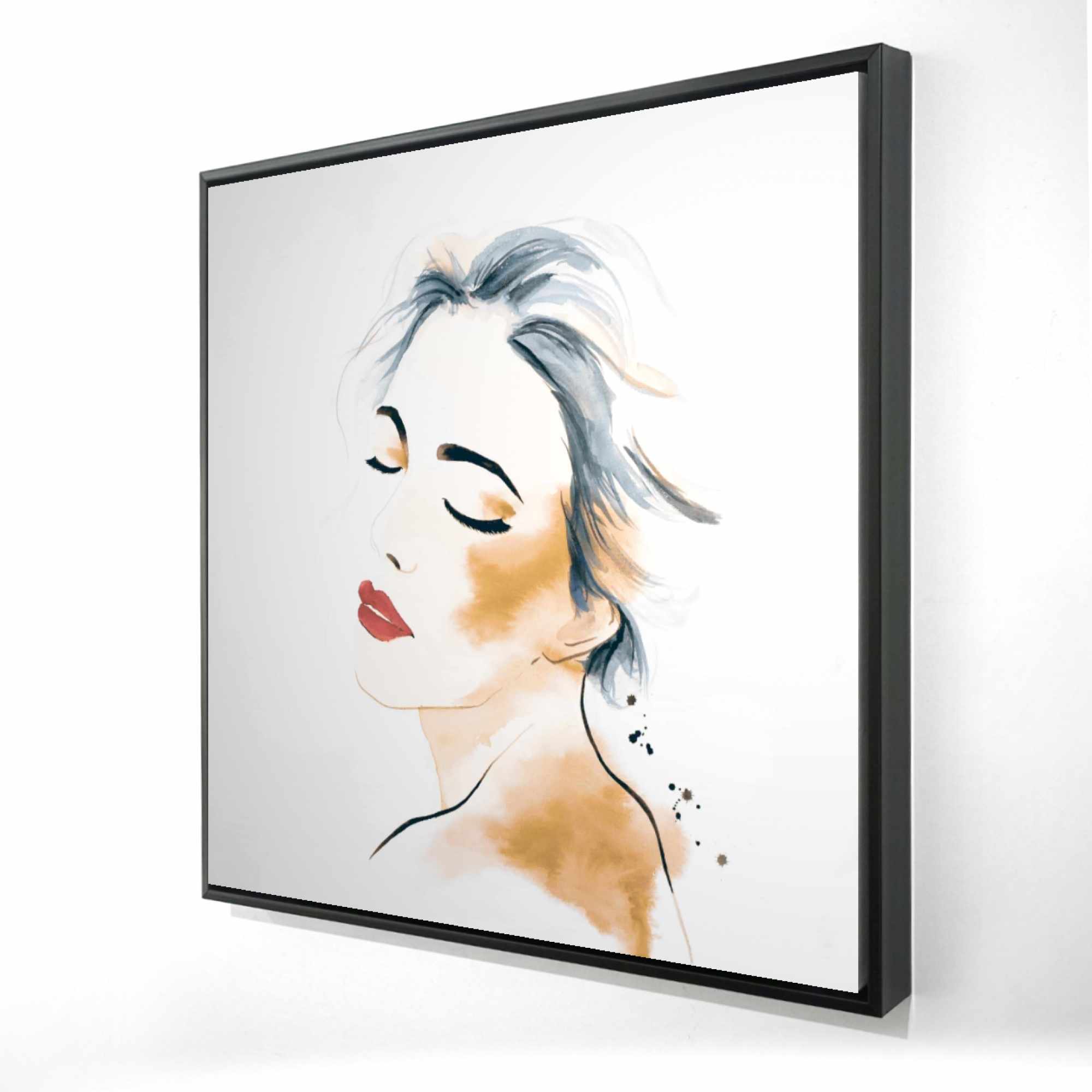 2000x2000 right side watercolor serenely lady portrait wall art begin