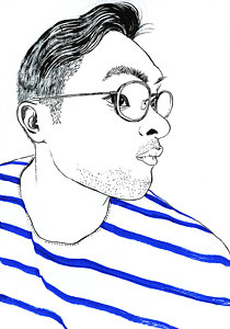 210x300 Side View Of Man With Glasses And Blue Stripes
