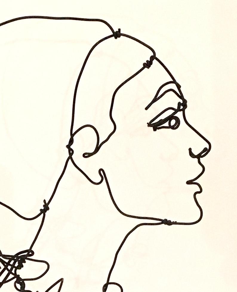 794x979 Wire Sculpture Portrait Of Woman Side Profile Female Etsy