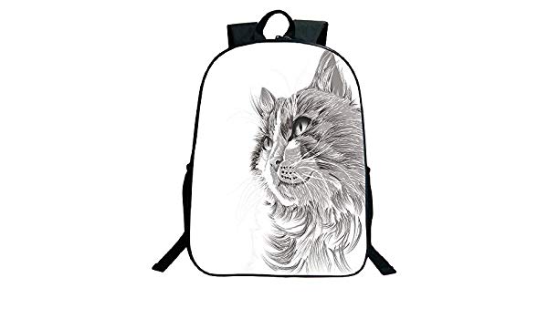 600x350 Kids School Backpack,animal,cat Head Portrait Furry