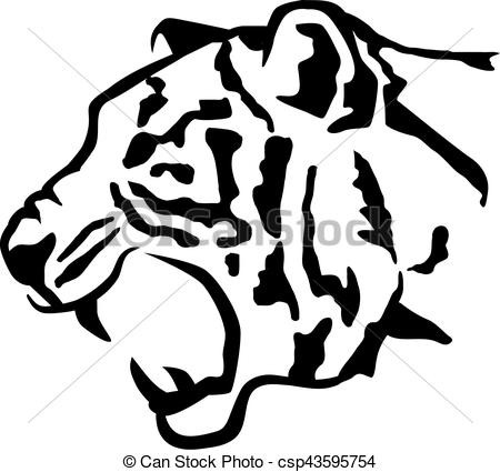 450x425 Tiger Head Sideview Clipart Vector Random Side View