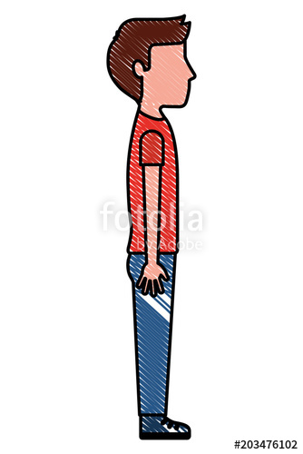 334x500 Young Man Standing Casual Clothes Side View Vector Illustration
