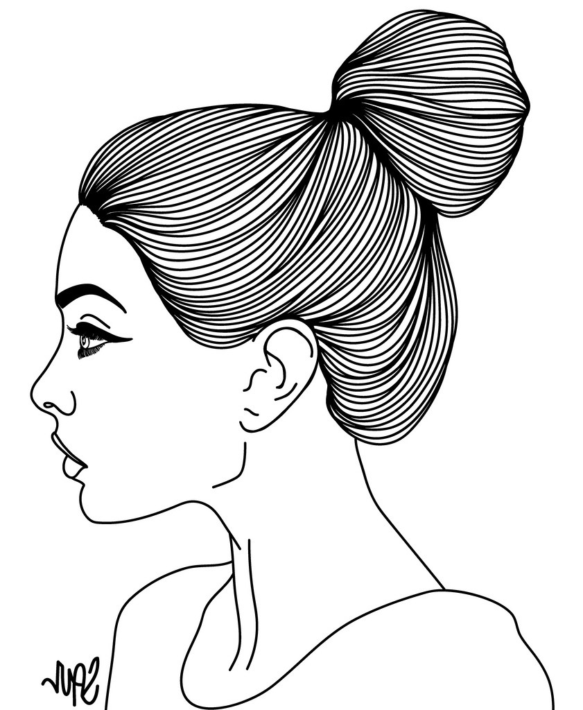 how to draw female face side view