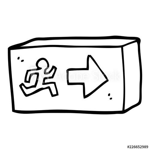 500x500 Line Drawing Cartoon Exit Sign